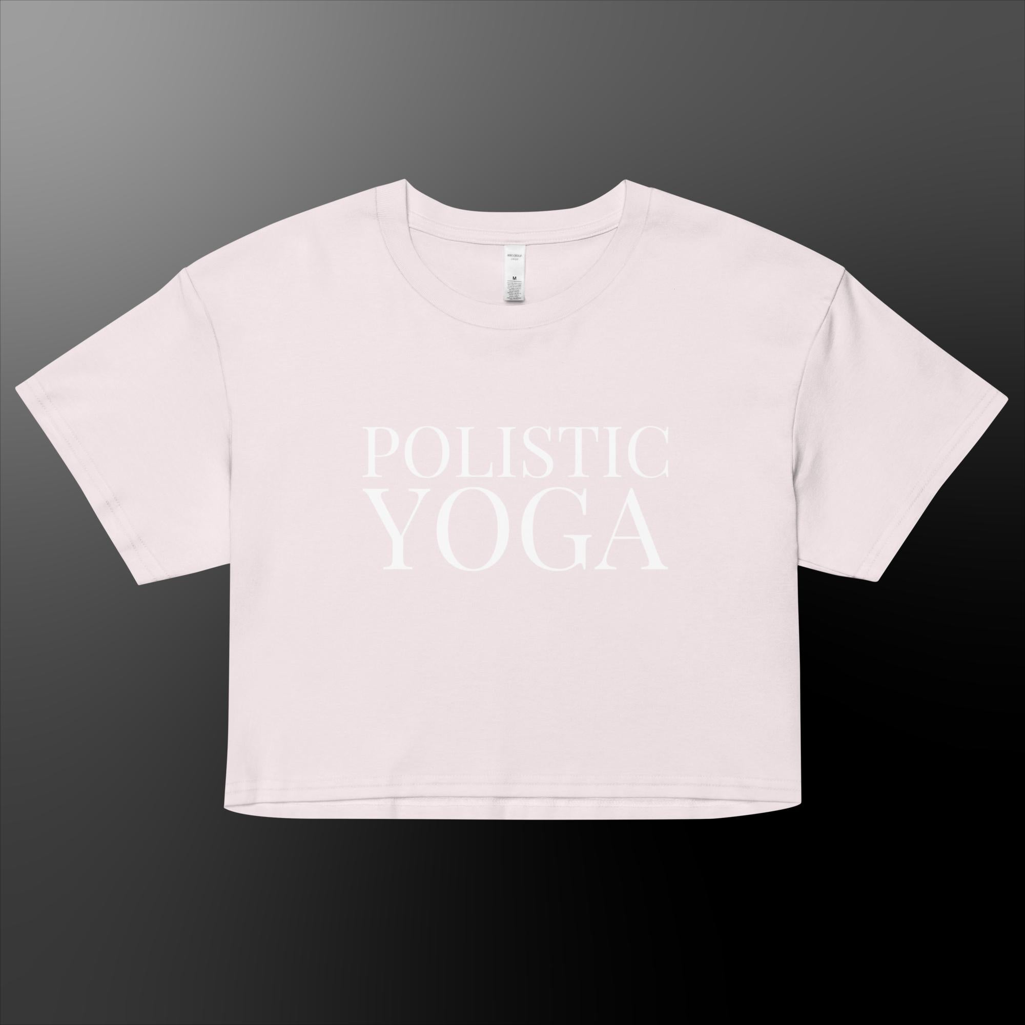 Women’s Polistic Yoga crop top T shirt (White Logo) - Image 2